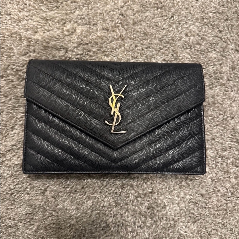 Saint Laurent Black Crossbody Bag with Gold Logo